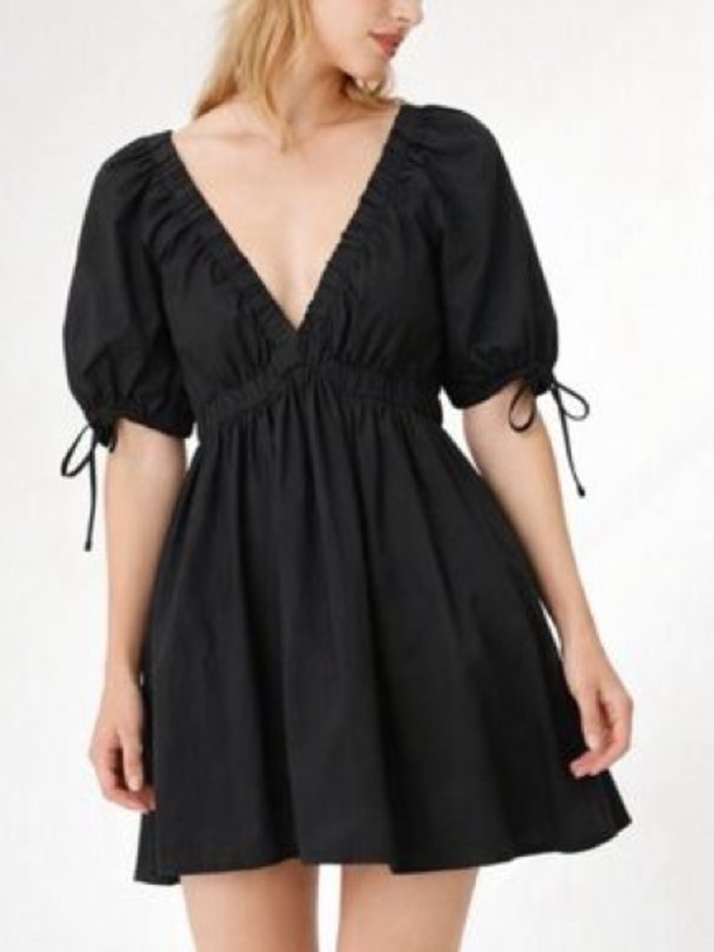 Abercrombie Fitch Plunge V-Neck Puff Sleeve Mini Dress S Party Going Out Beach